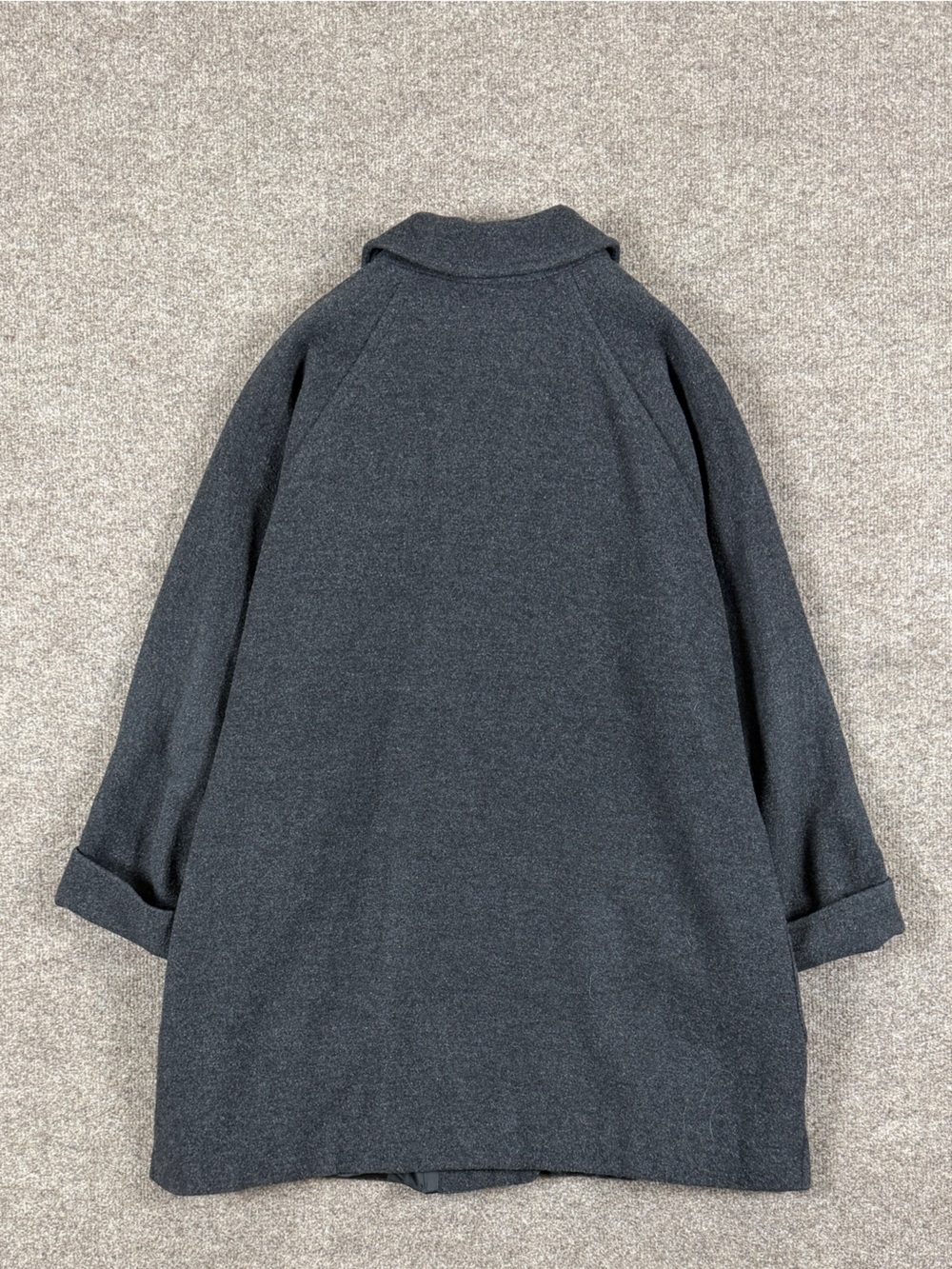 Vintage Sandro Grey Wool Mid Length Single Breasted Coat Womens 14 Drop Shoulder - Picture 2 of 7